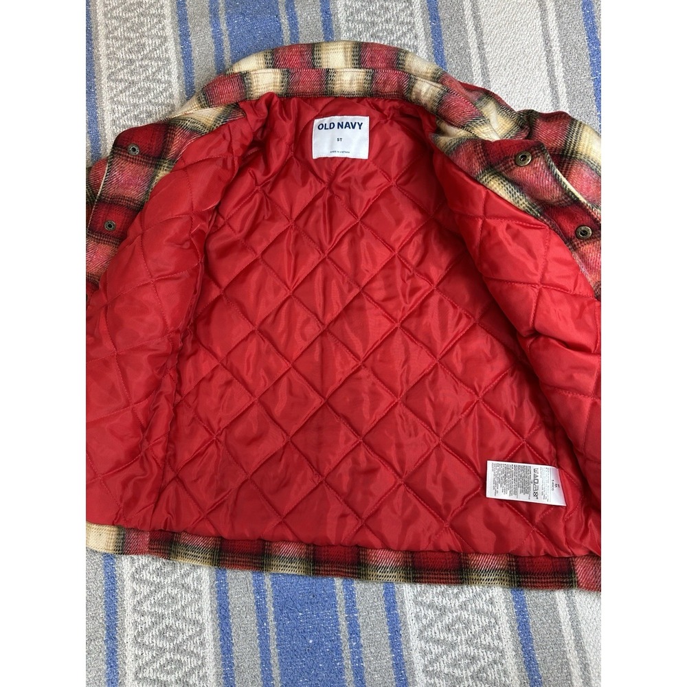 Old Navy Toddler Quilted Shacket Jacket Red Plaid Button Front 5T - Picture 5 of 8
